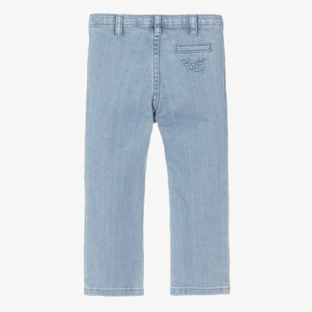 Tartine et Chocolat-Girls Light Blue Denim Jeans with Embroidered Pockets | Childrensalon Outlet