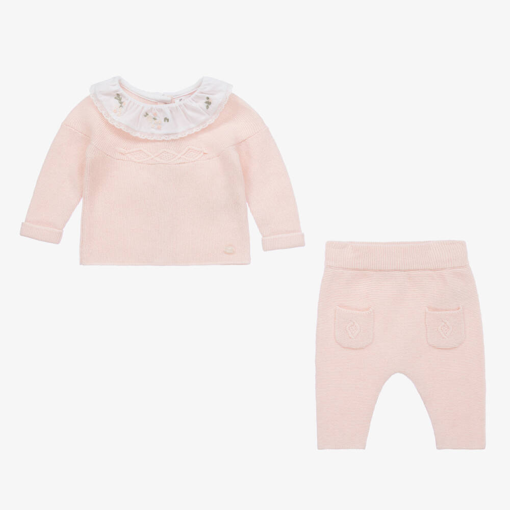 Tartine et Chocolat-Girls Light Pink Knitted Set | Childrensalon Outlet