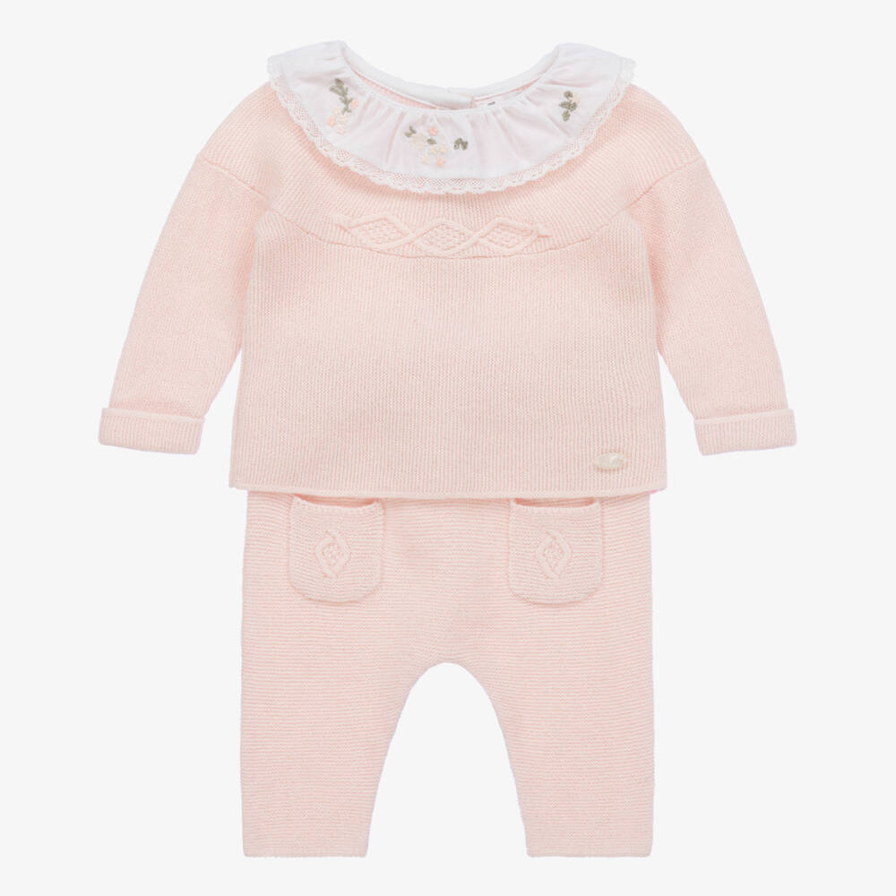 Tartine et Chocolat-Girls Light Pink Knitted Set | Childrensalon Outlet