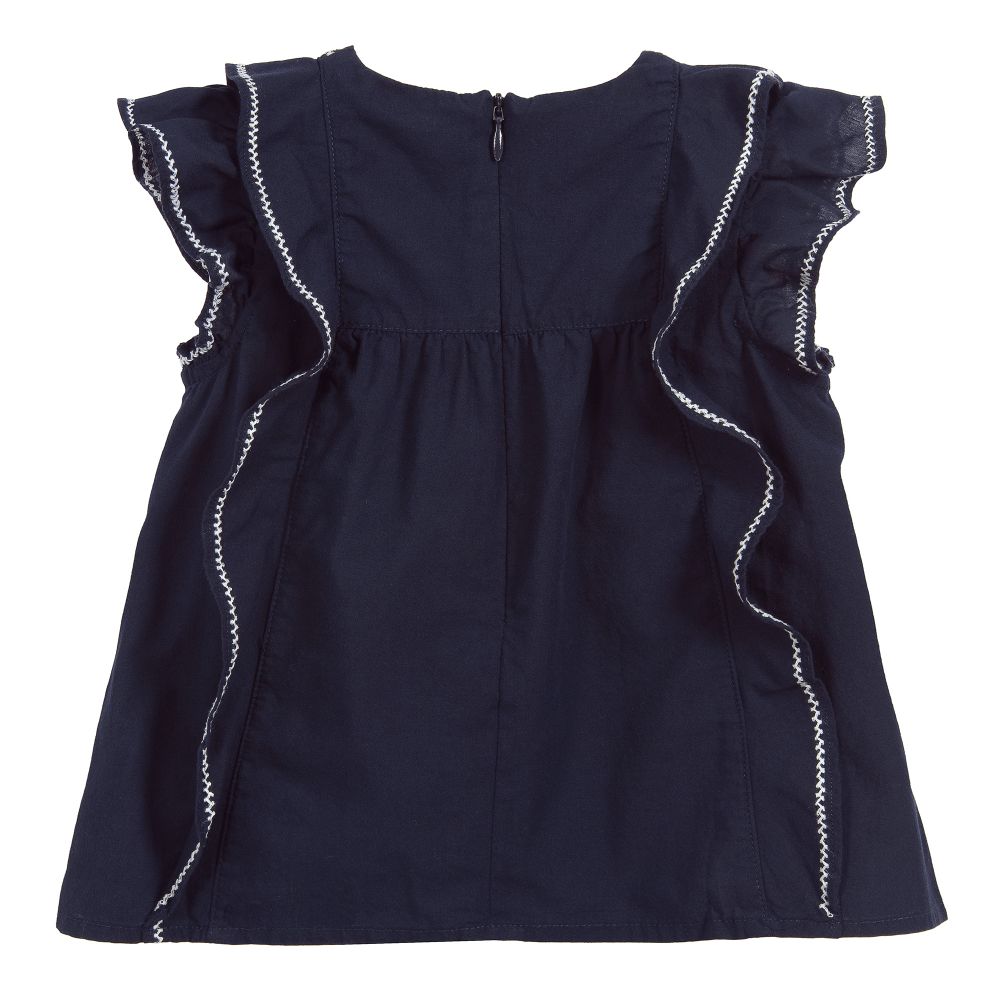 Tartine et Chocolat-بلوز قطن بوبولين لون كحلي | Childrensalon Outlet