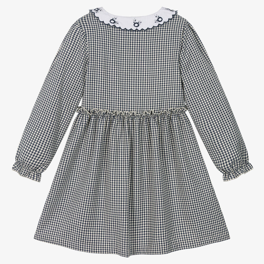 Tartine et Chocolat-Girls Navy Blue Gingham Dress | Childrensalon Outlet