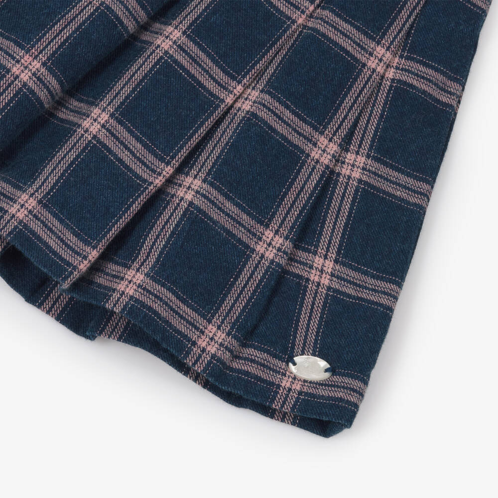 Tartine et Chocolat-Girls Navy Blue & Pink Check Cotton Dress | Childrensalon Outlet