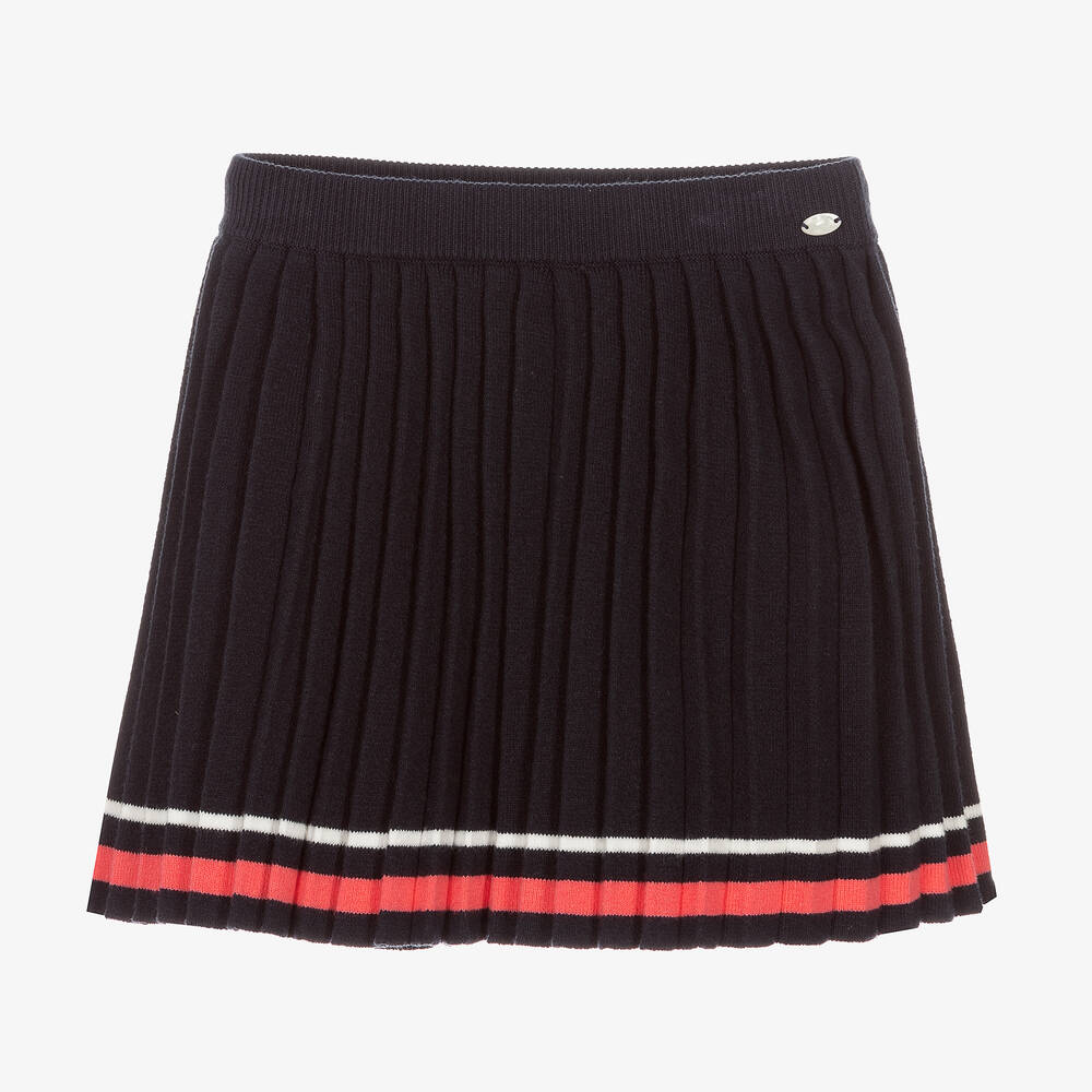 Tartine et Chocolat - Girls Navy Blue Pleated Skirt | Childrensalon