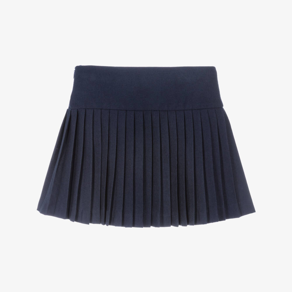 Tartine et Chocolat-Girls Navy Blue Pleated Skirt | Childrensalon Outlet