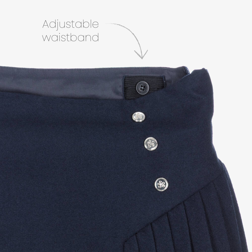 Tartine et Chocolat-Girls Navy Blue Pleated Skirt | Childrensalon Outlet