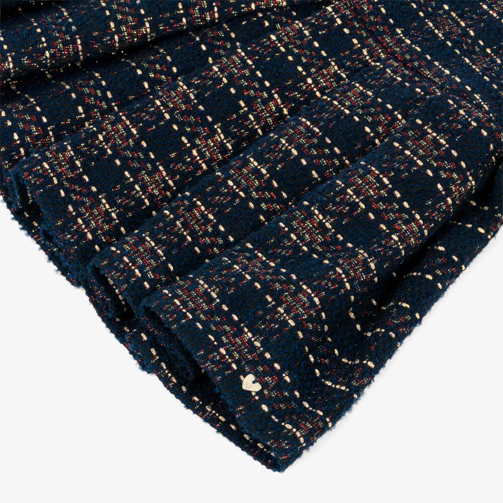 Tartine et Chocolat-Girls Navy Blue & Red Check Sparkly Tweed Dress | Childrensalon Outlet