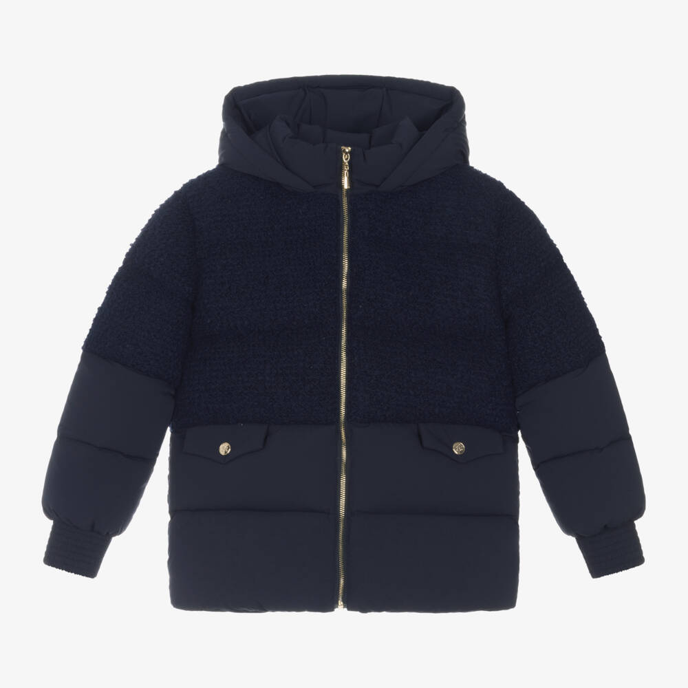 Tartine et Chocolat-Girls Navy Down Puffer Coat | Childrensalon Outlet