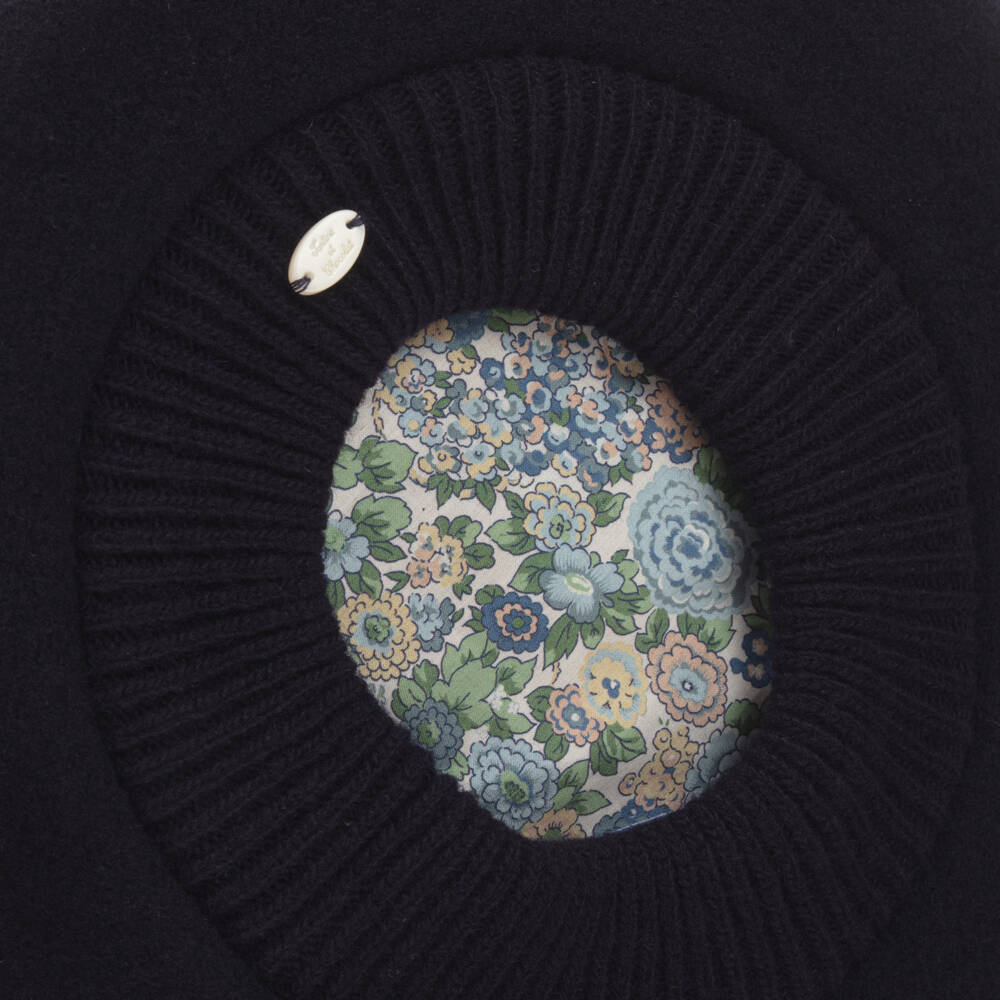 Tartine et Chocolat-Girls Navy Felted Wool Hat | Childrensalon Outlet