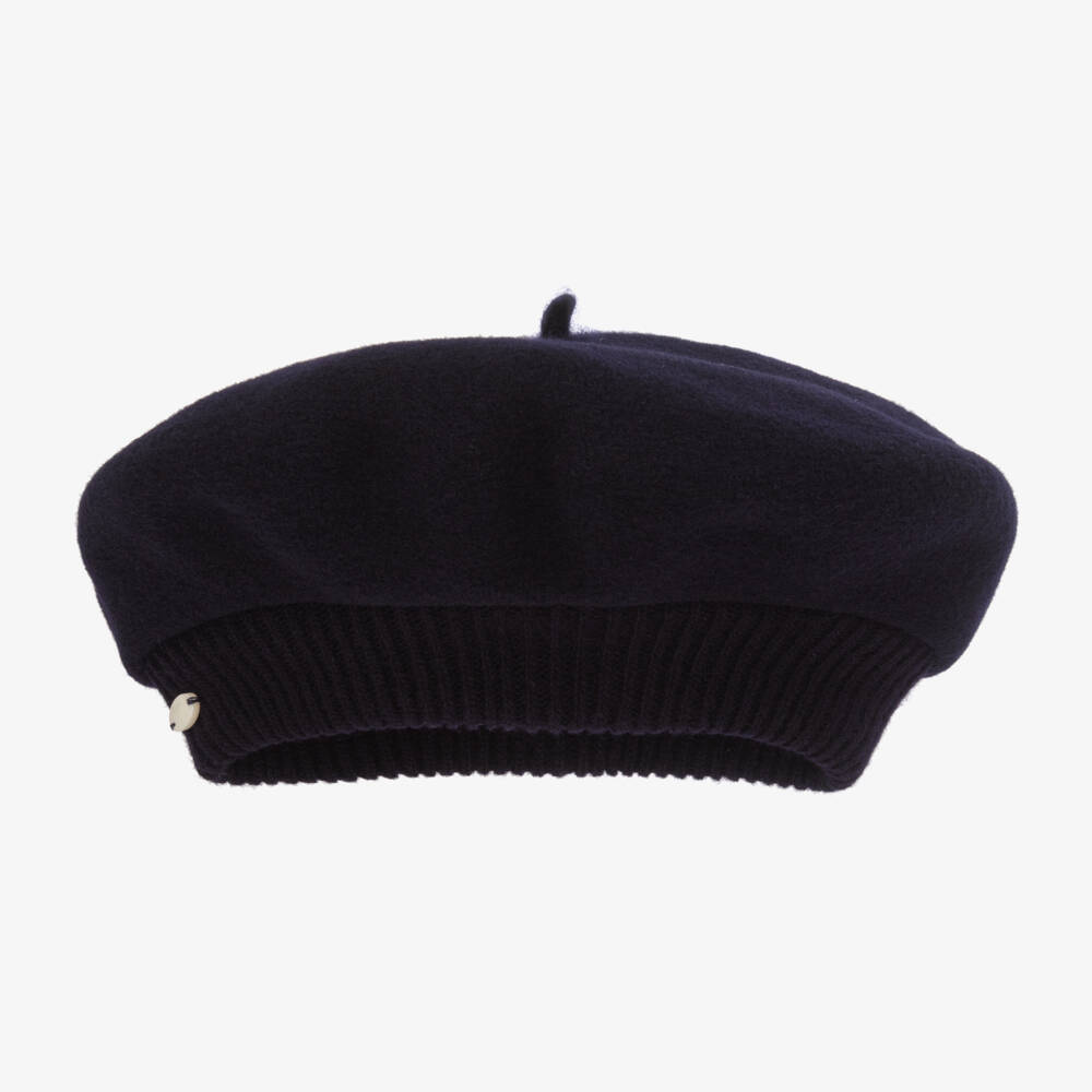 Tartine et Chocolat-Girls Navy Felted Wool Hat | Childrensalon Outlet