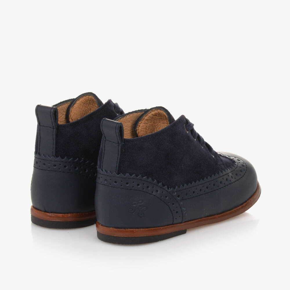 Tartine et Chocolat-Girls Navy Leather First Walker Boots | Childrensalon Outlet