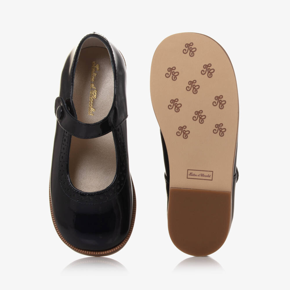 Tartine et Chocolat-Girls Navy Patent Leather Ballerinas | Childrensalon Outlet