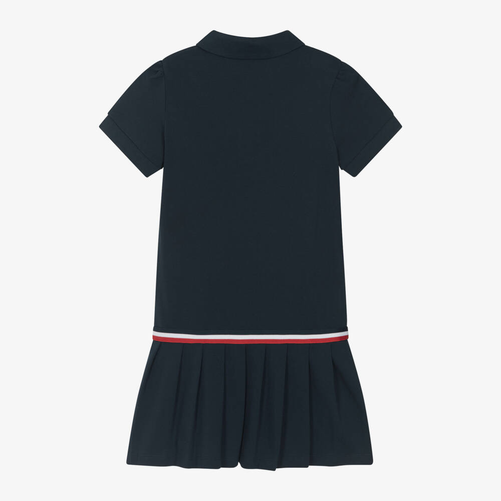 Tartine et Chocolat-Girls Navy Polo Dress with Pleats | Childrensalon Outlet