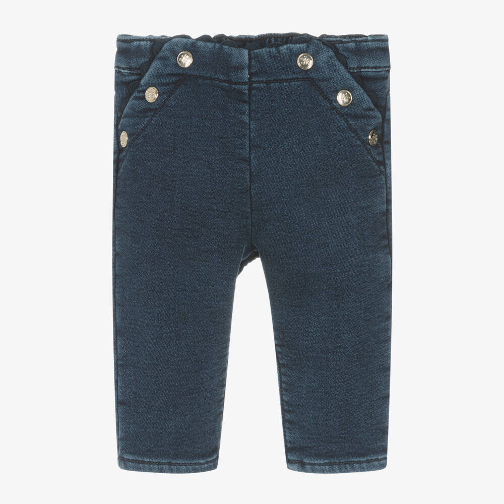 Tartine et Chocolat-Girls Navy Stretch Denim Trousers | Childrensalon Outlet