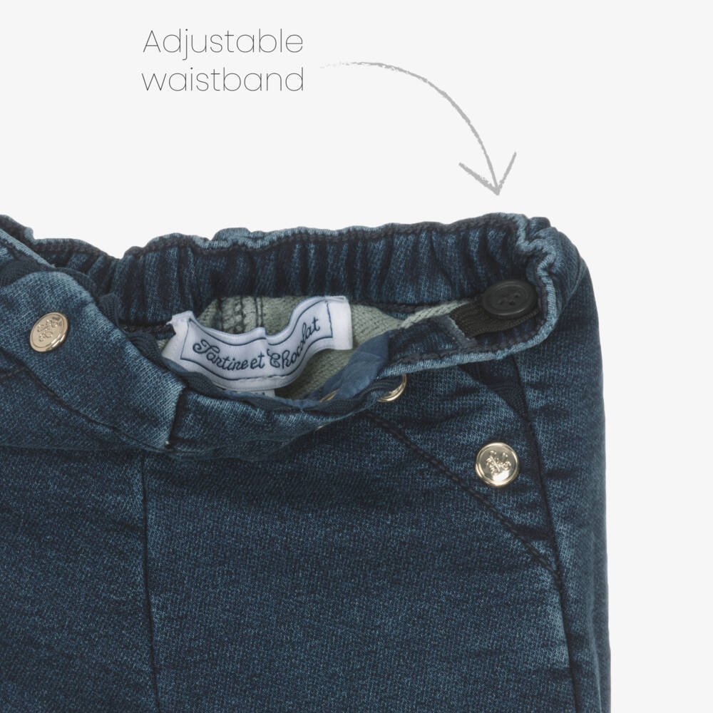 Tartine et Chocolat-Girls Navy Stretch Denim Trousers | Childrensalon Outlet