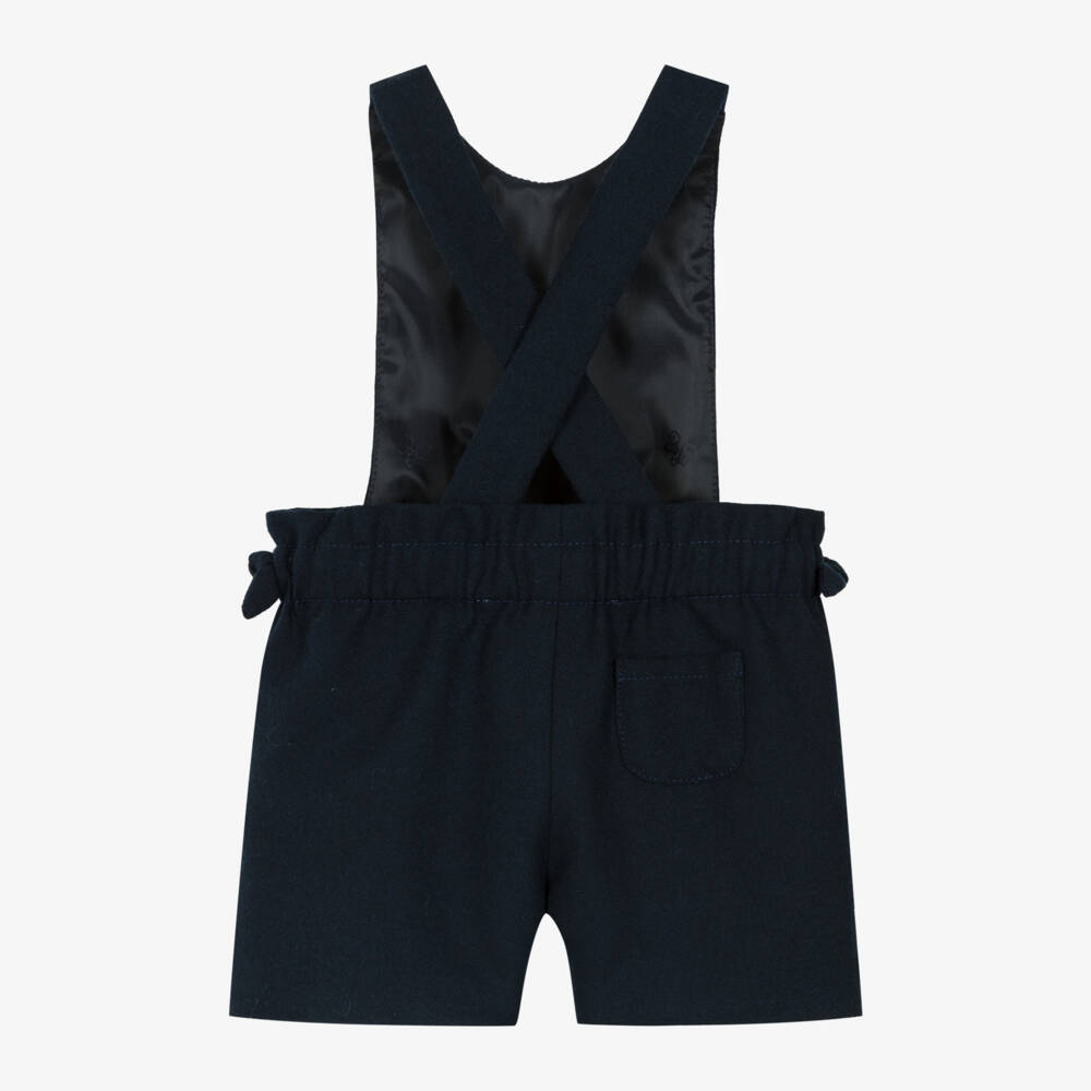 Tartine et Chocolat-Girls Navy Twill Dungaree Shorts | Childrensalon Outlet