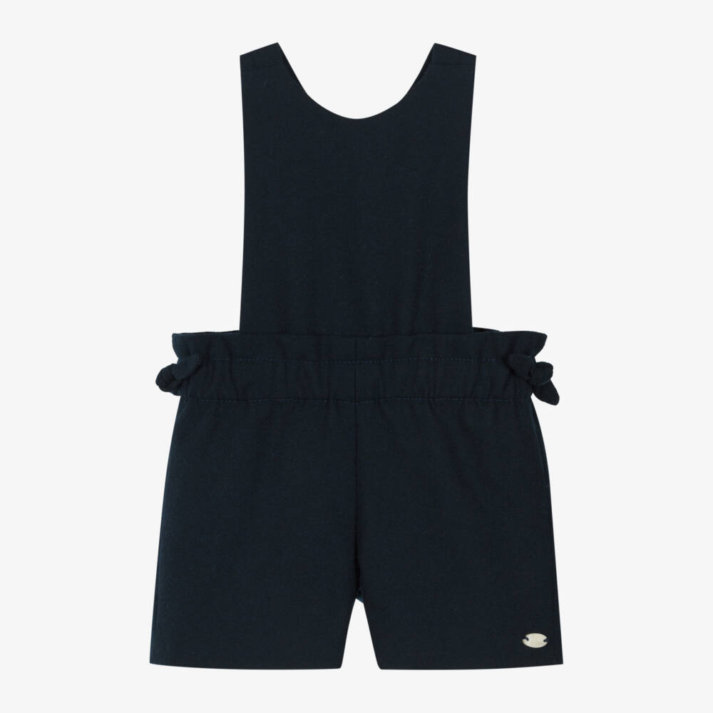 Tartine et Chocolat-Girls Navy Twill Dungaree Shorts | Childrensalon Outlet