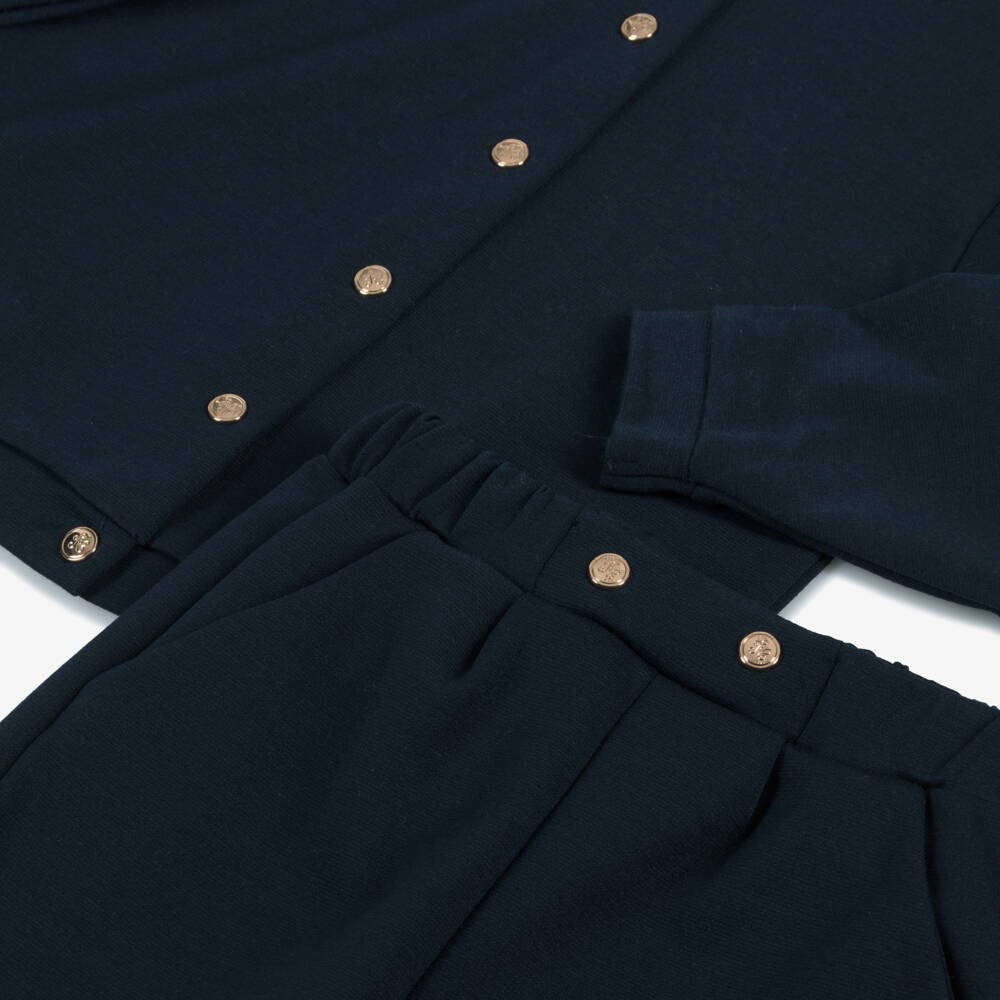 Tartine et Chocolat-Girls Navy Viscose Jogger Set | Childrensalon Outlet