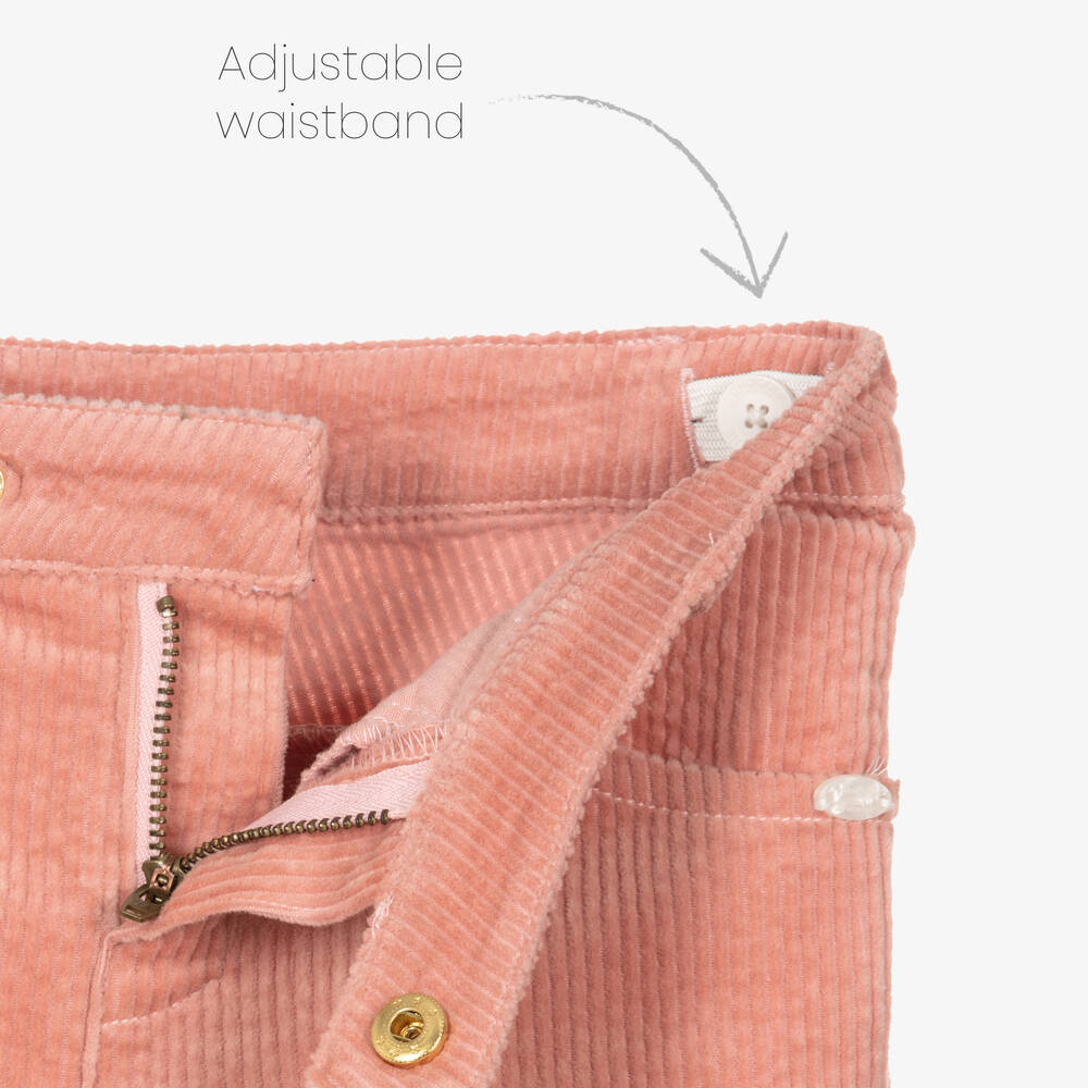 Tartine et Chocolat-Girls Pale Pink Cotton Corduroy Trousers | Childrensalon Outlet