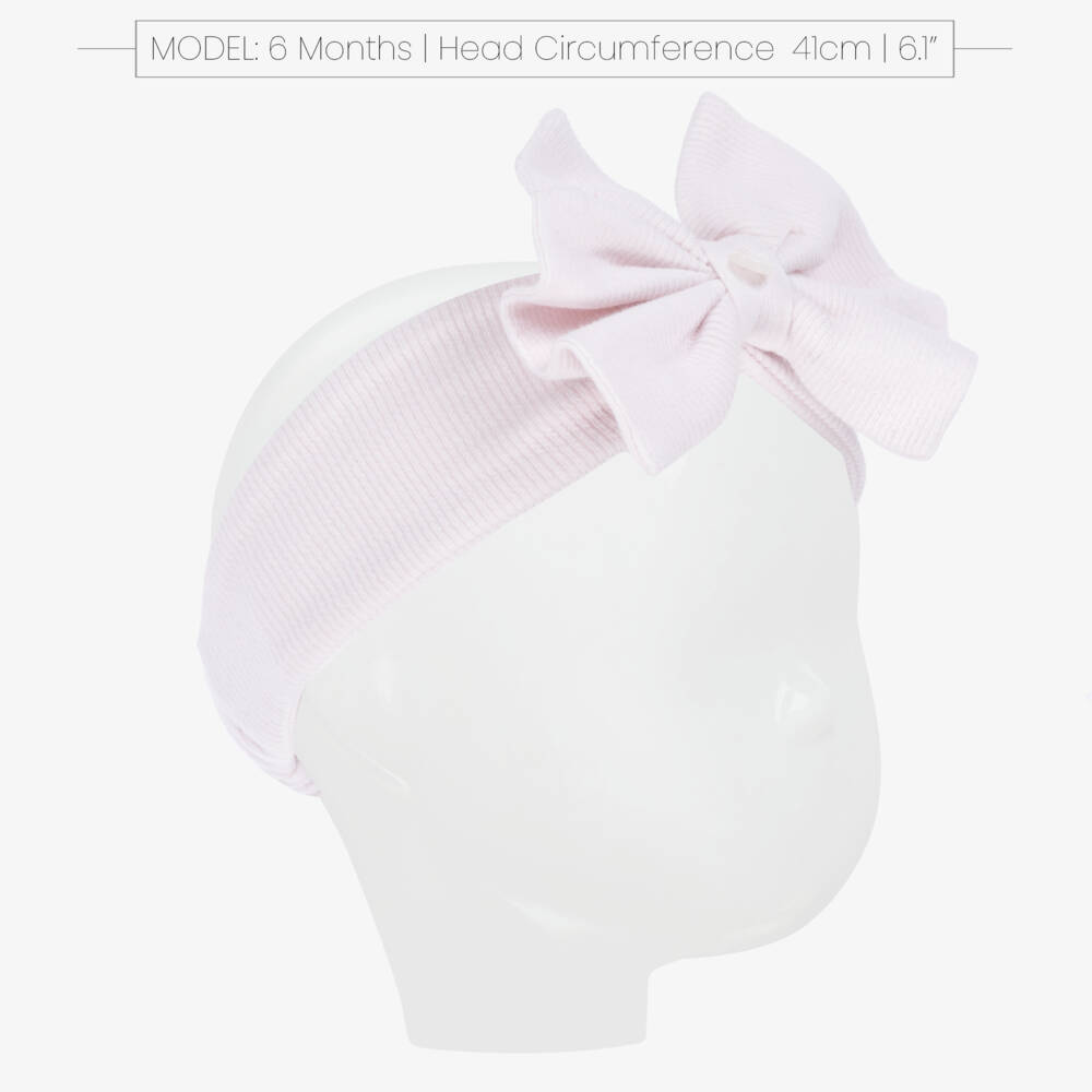 Tartine et Chocolat-Girls Pale Pink Cotton Jersey Bow Headband | Childrensalon Outlet