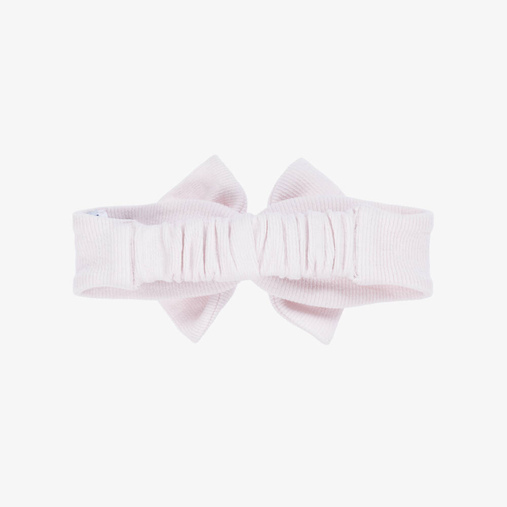 Tartine et Chocolat-Girls Pale Pink Cotton Jersey Bow Headband | Childrensalon Outlet