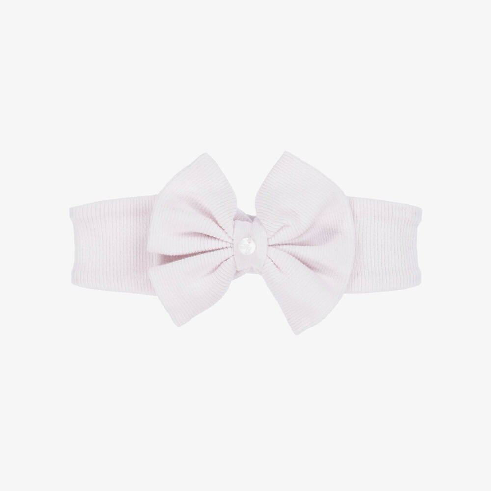 Tartine et Chocolat-Girls Pale Pink Cotton Jersey Bow Headband | Childrensalon Outlet