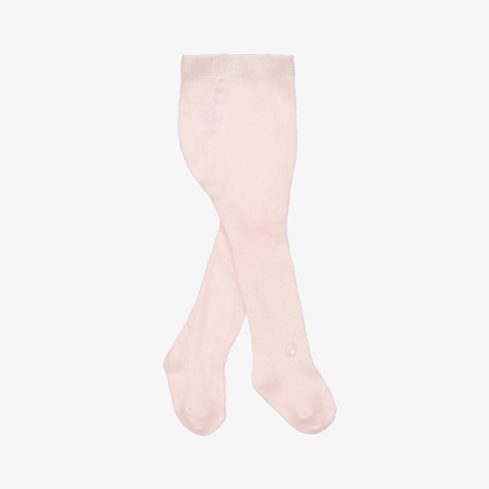 Tartine et Chocolat-Girls Pale Pink Knit Tights | Childrensalon Outlet