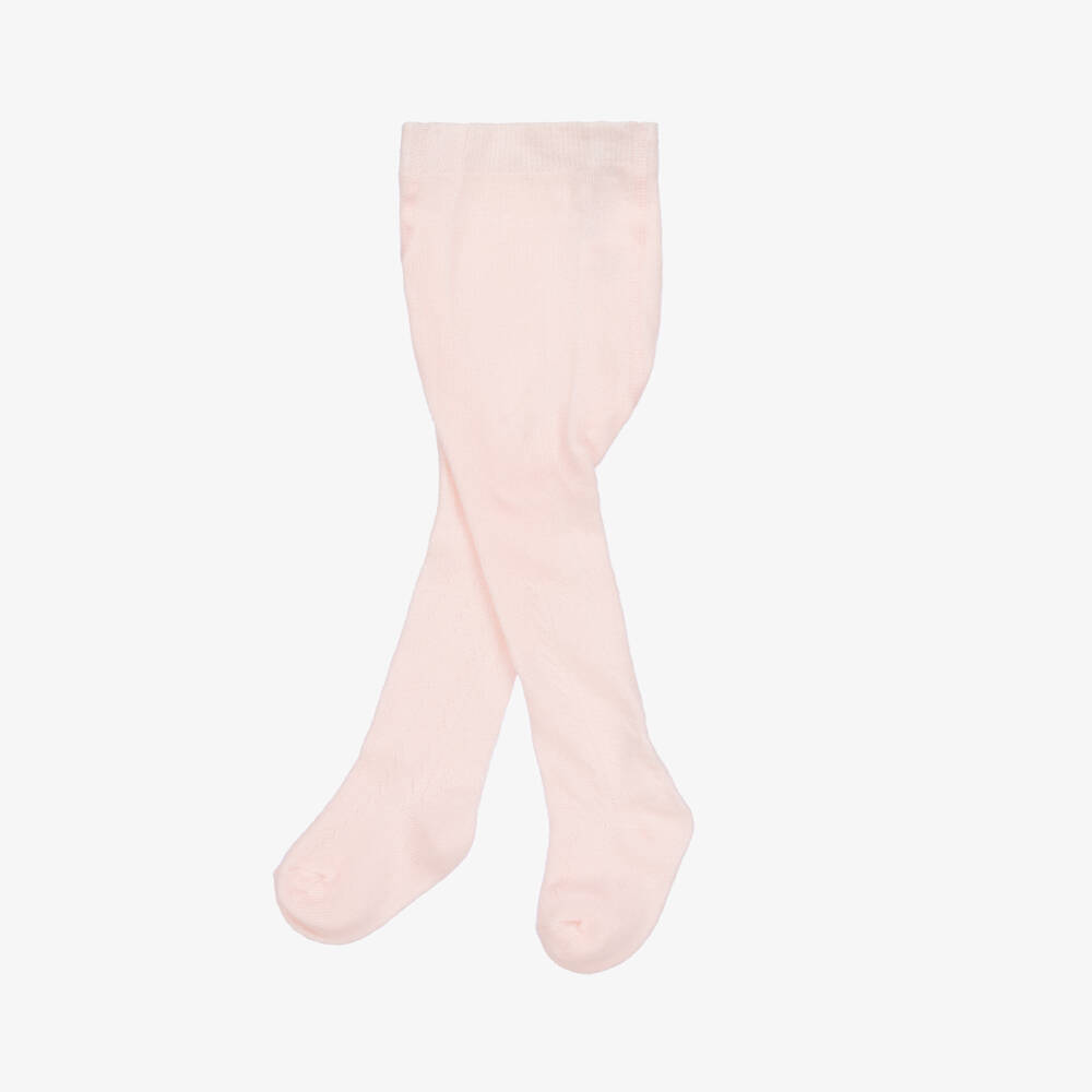 Tartine et Chocolat-Girls Pale Pink Knit Tights | Childrensalon Outlet