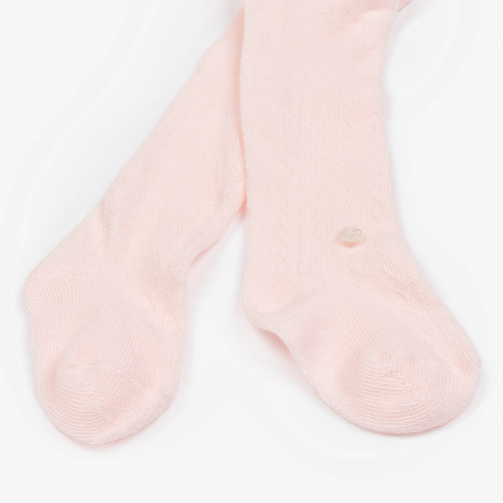 Tartine et Chocolat-Girls Pale Pink Knit Tights | Childrensalon Outlet