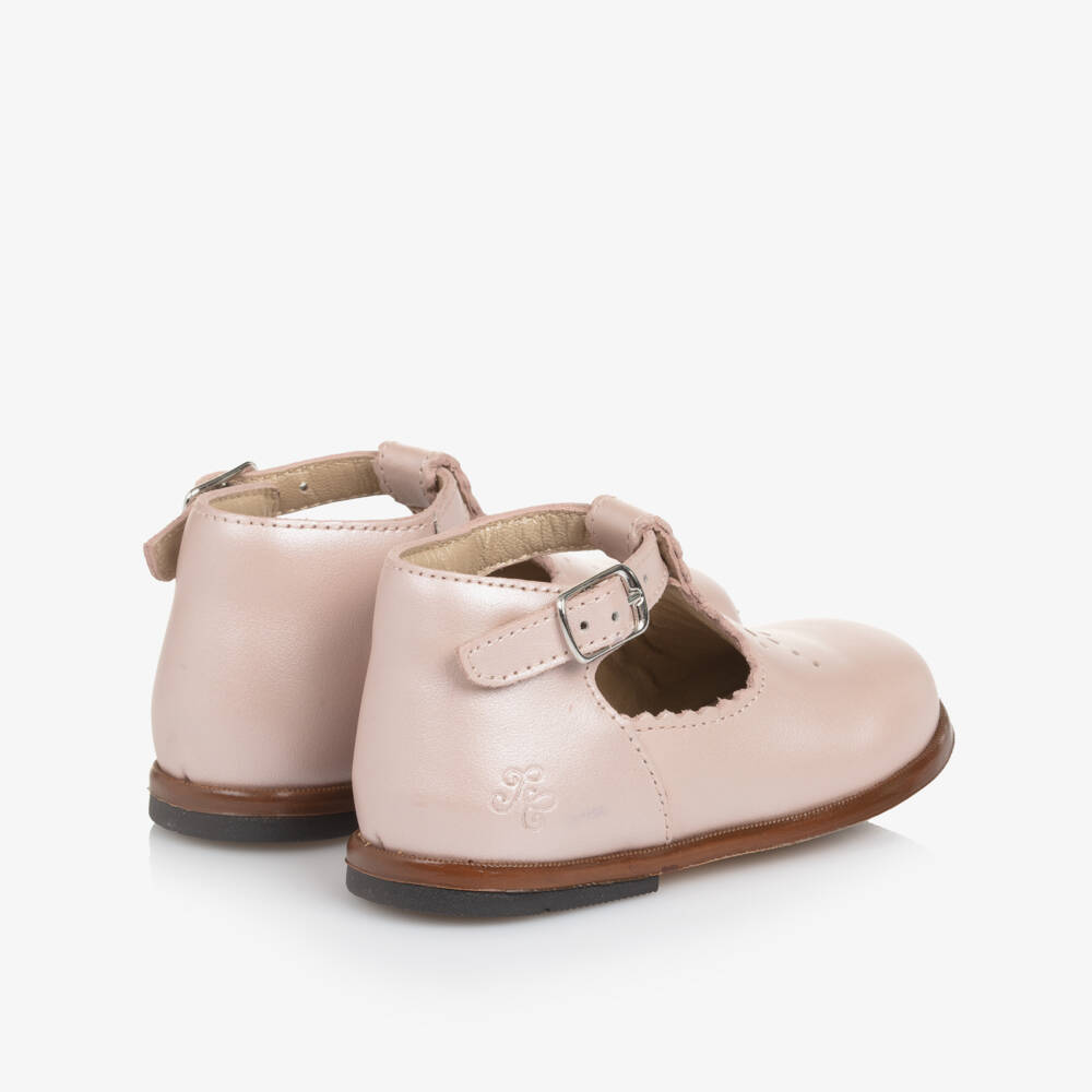 Tartine et Chocolat-Girls Pearlescent Pink Leather First Walker Shoes | Childrensalon Outlet