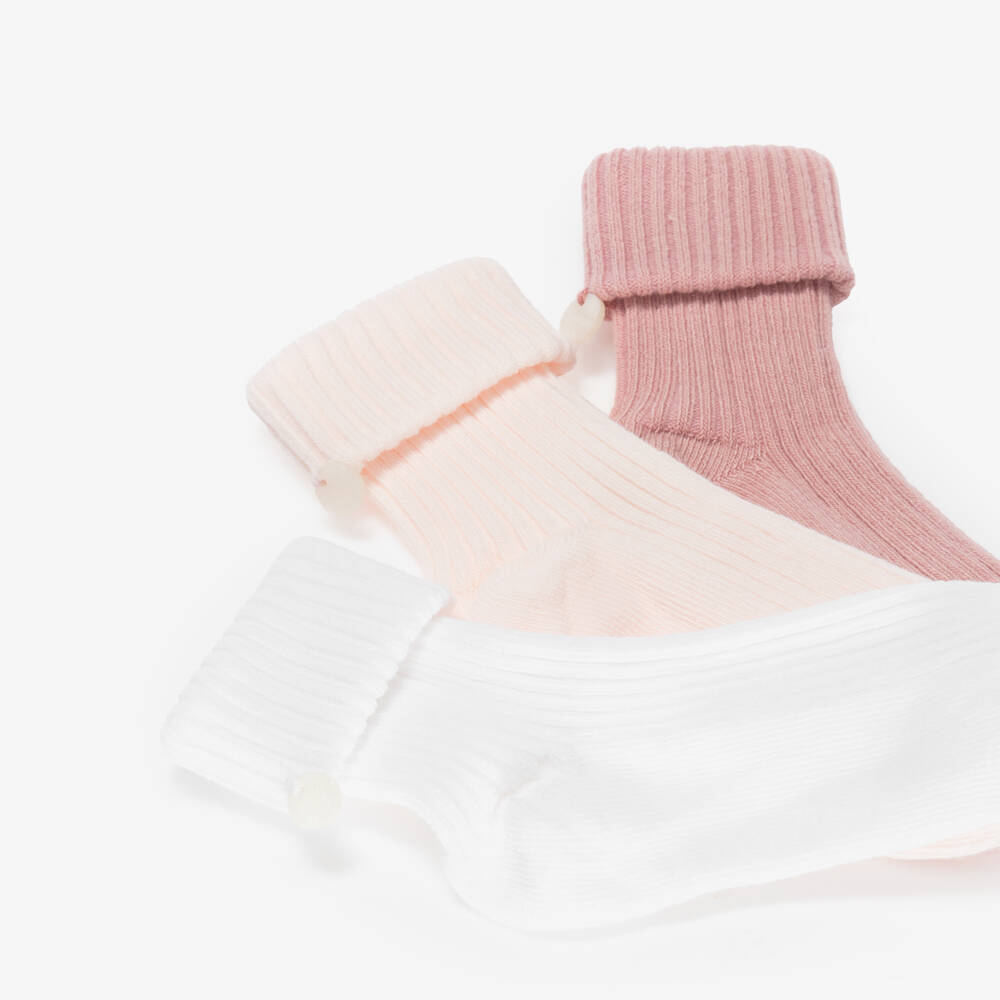 Tartine et Chocolat-Girls Pink and Ivory Baby Socks Set | Childrensalon Outlet