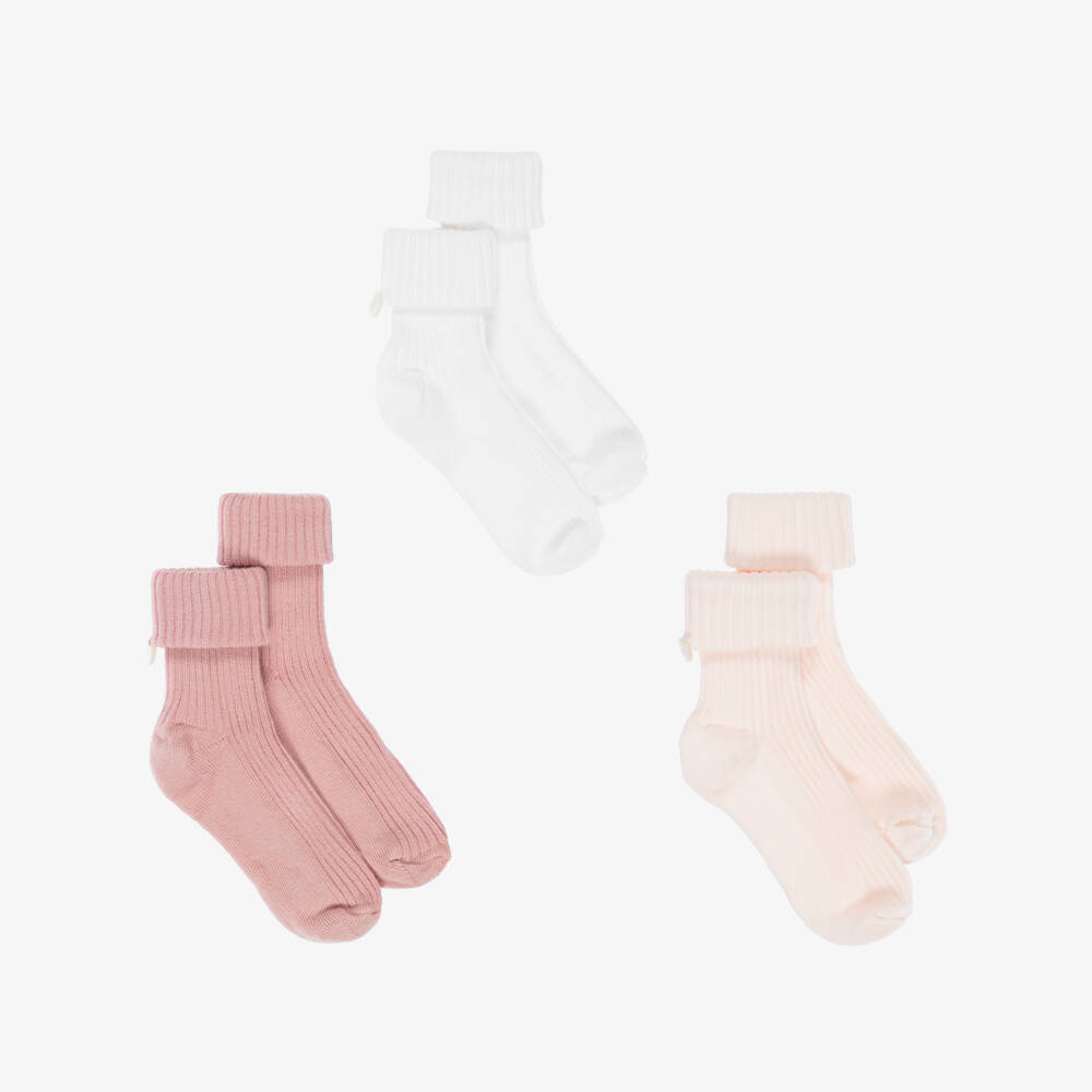 Tartine et Chocolat-Girls Pink and Ivory Baby Socks Set | Childrensalon Outlet
