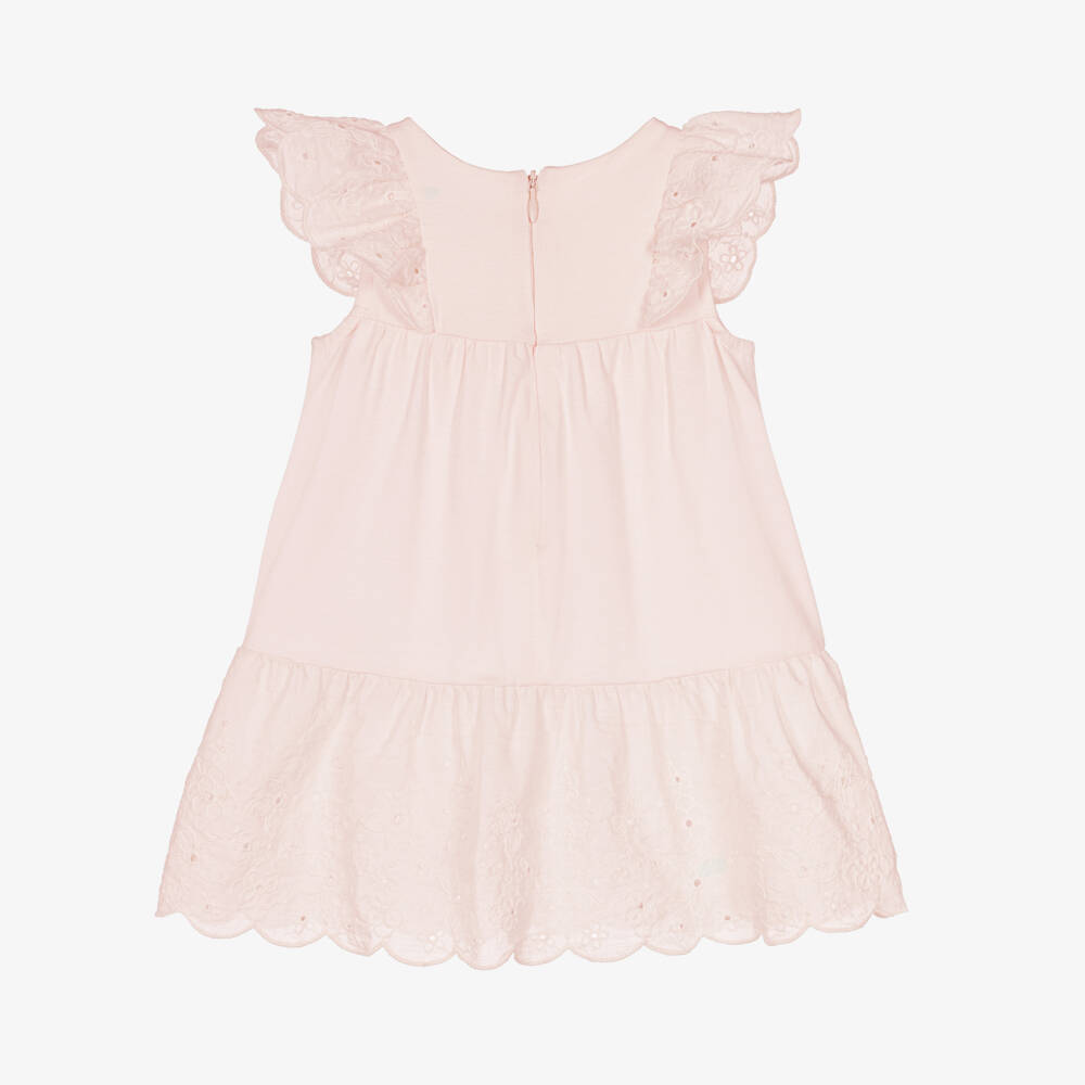Tartine et Chocolat-Girls Pink Broderie Anglaise Dress | Childrensalon Outlet