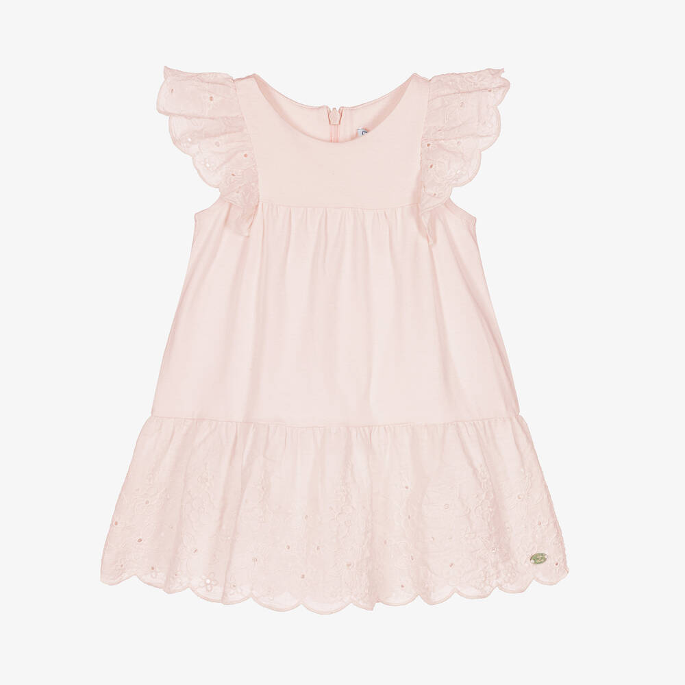 Tartine et Chocolat - Rosa Kleid mit Lochstickerei | Childrensalon