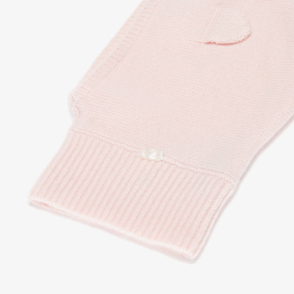 Tartine et Chocolat-Girls Pink Cashmere Knit Hood | Childrensalon Outlet