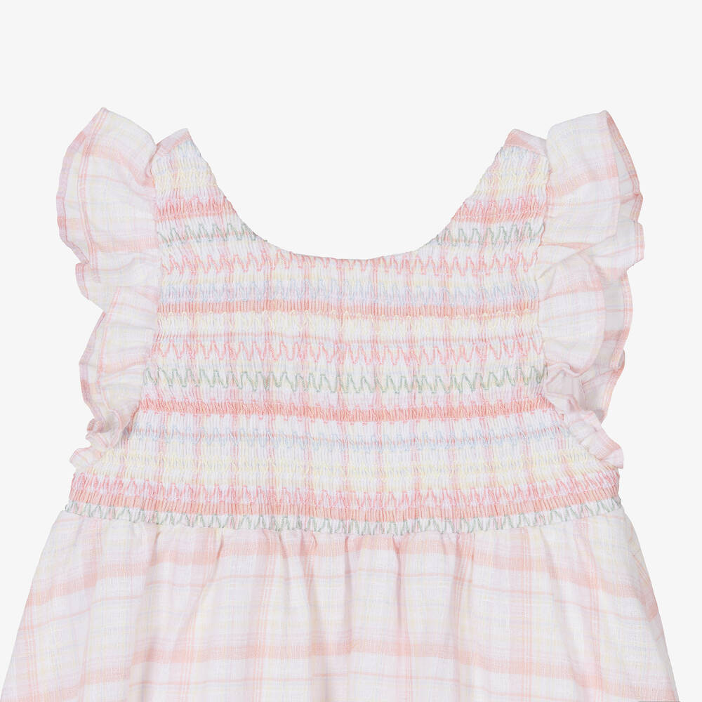 Tartine et Chocolat-Girls Pink Check Smocked Dress | Childrensalon Outlet