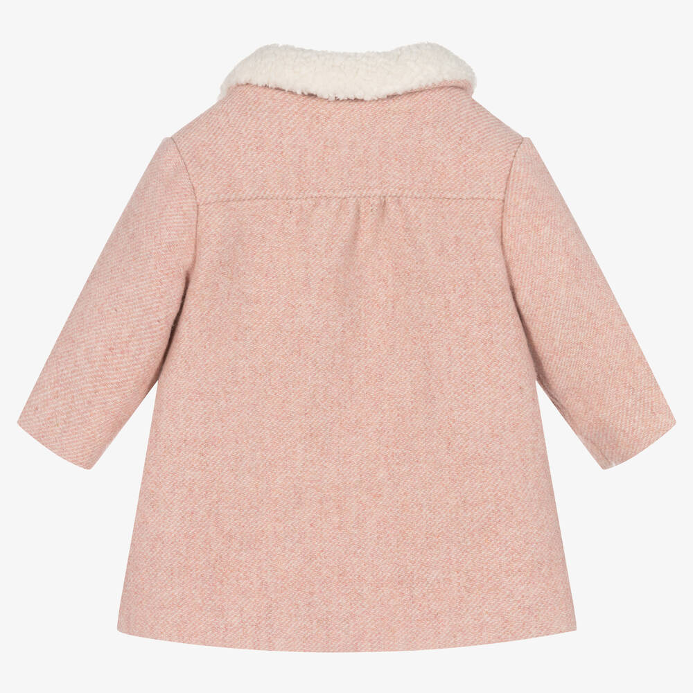 Tartine et Chocolat-Girls Pink Collared Coat | Childrensalon Outlet