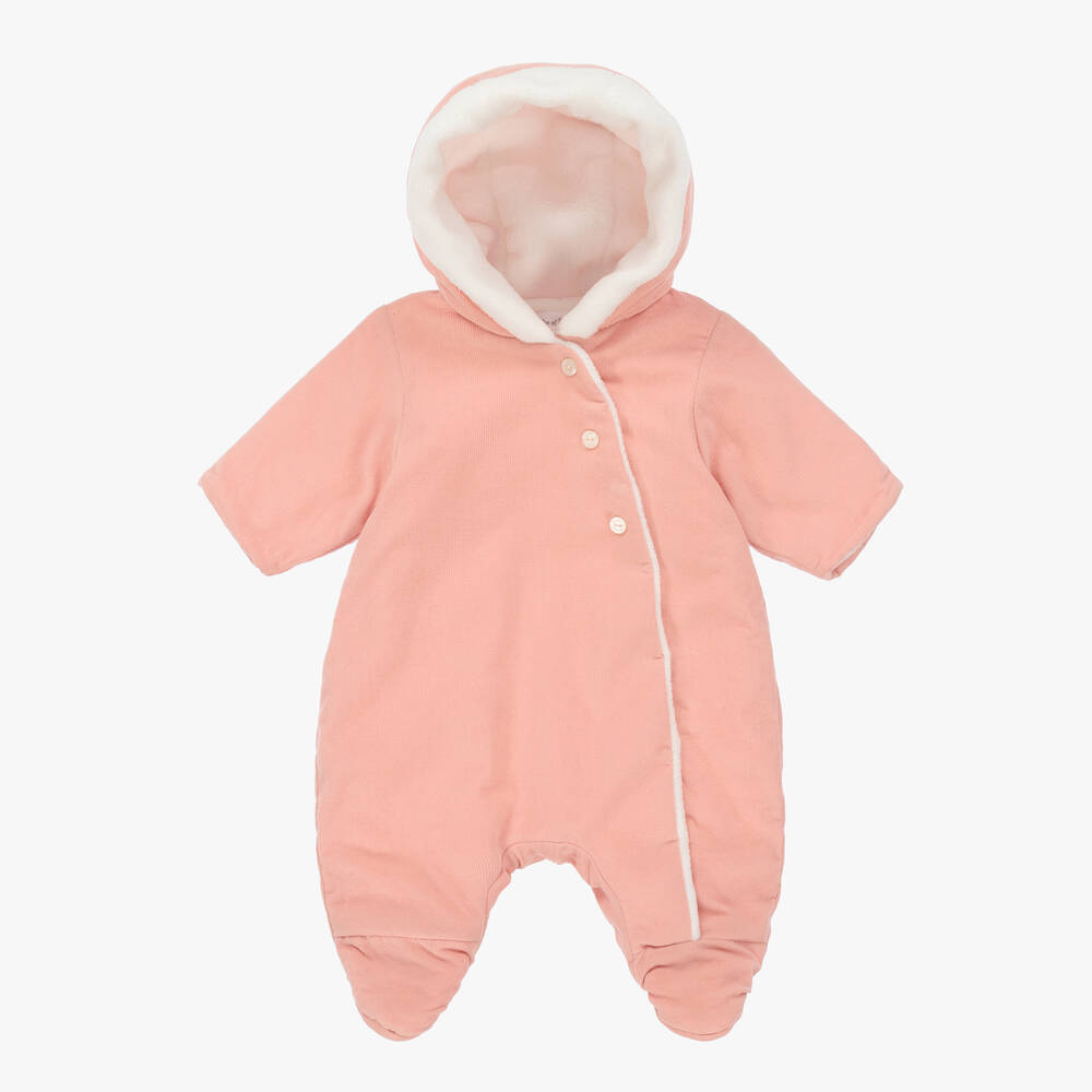 Tartine et Chocolat - Girls Pink Corduroy Pramsuit | Childrensalon