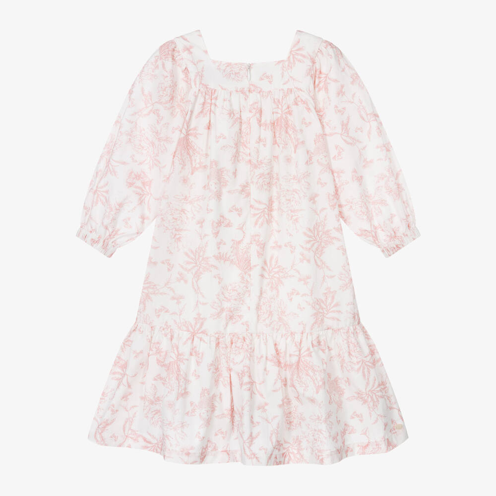 Tartine et Chocolat-Girls Pink Cotton Toile Dress | Childrensalon Outlet