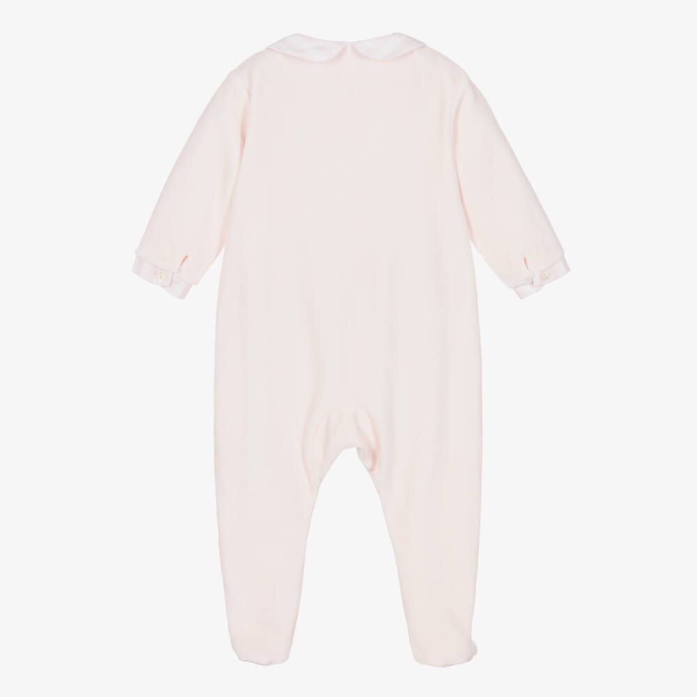 Tartine et Chocolat-Розовый комбинезон из хлопкового велюра | Childrensalon Outlet