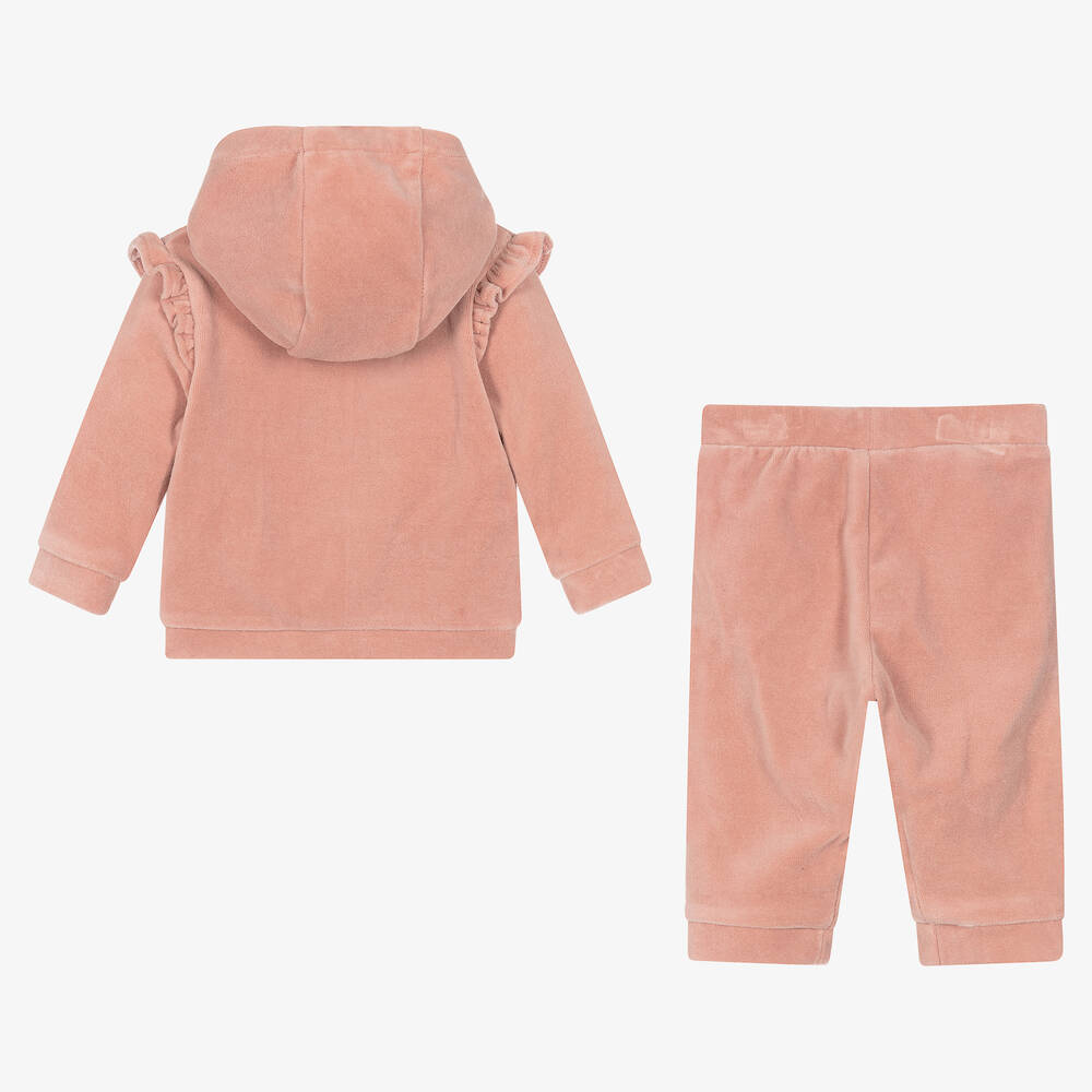 Tartine et Chocolat-Розовый спортивный костюм из хлопкового велюра | Childrensalon Outlet
