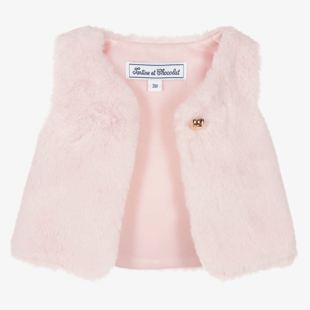 Girls pink fur gilet cheap