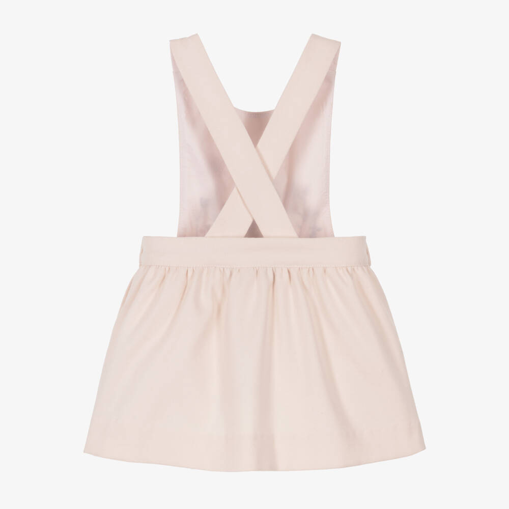 Tartine et Chocolat-Girls Pink Floral Embroidered Pinafore Dress | Childrensalon Outlet