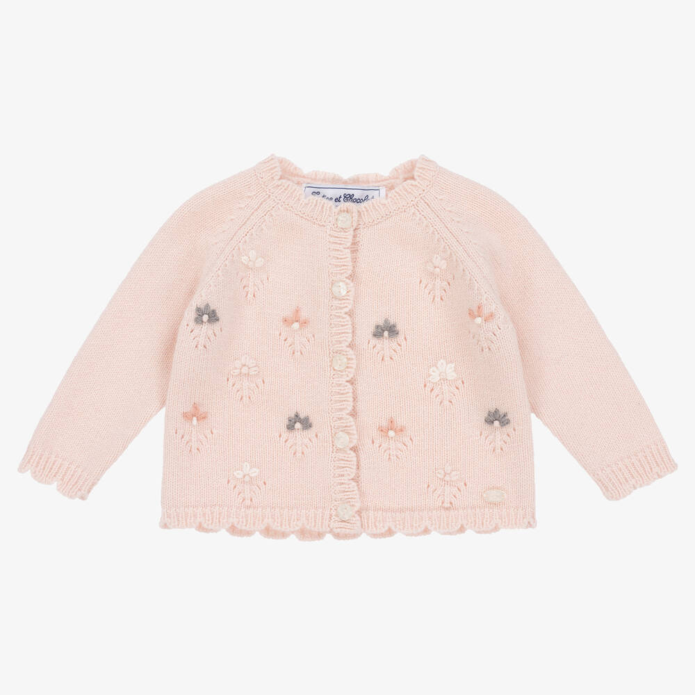 Tartine et Chocolat - Cardigan fleuri rose Fille | Childrensalon