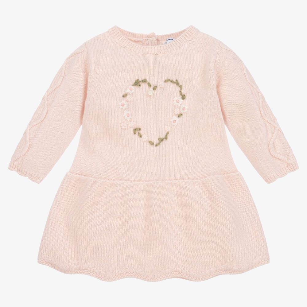 Tartine et Chocolat-Розовое трикотажное платье с цветком | Childrensalon Outlet