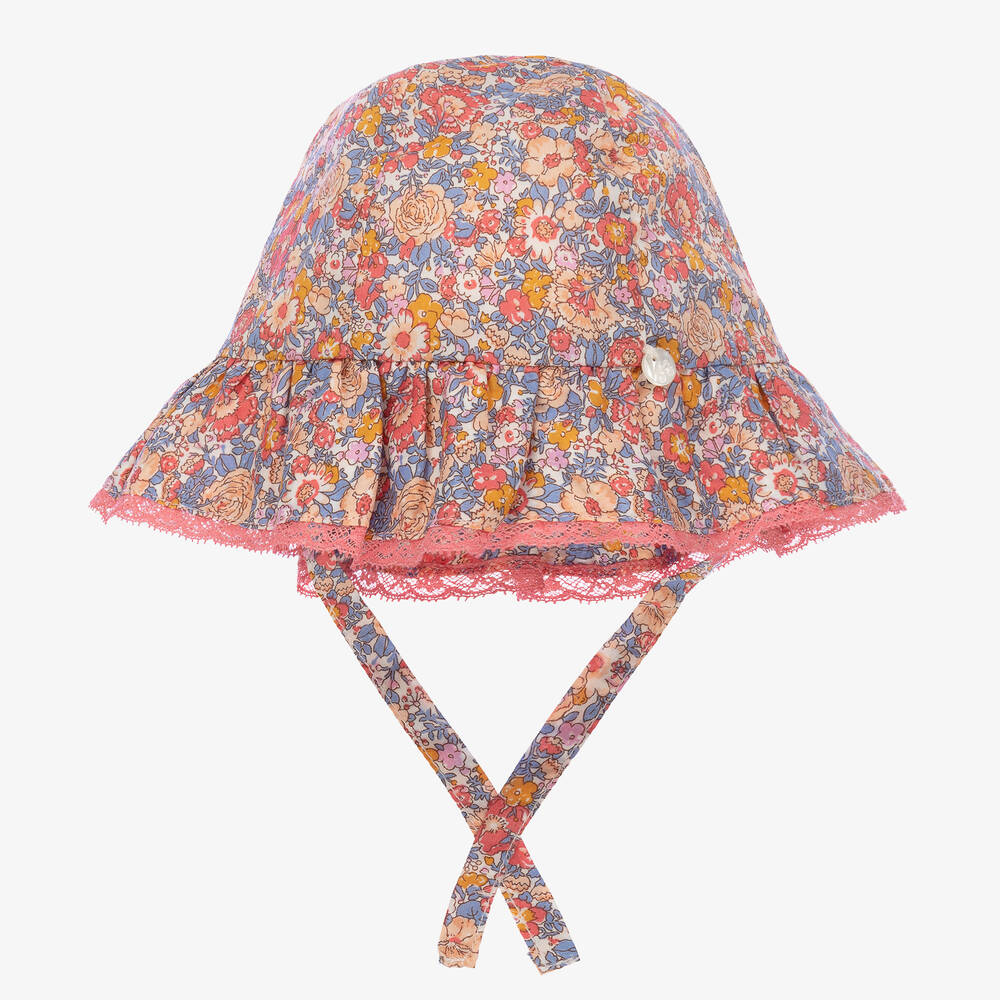 Tartine et Chocolat - Chapeau rose à fleurs Liberty fille | Childrensalon