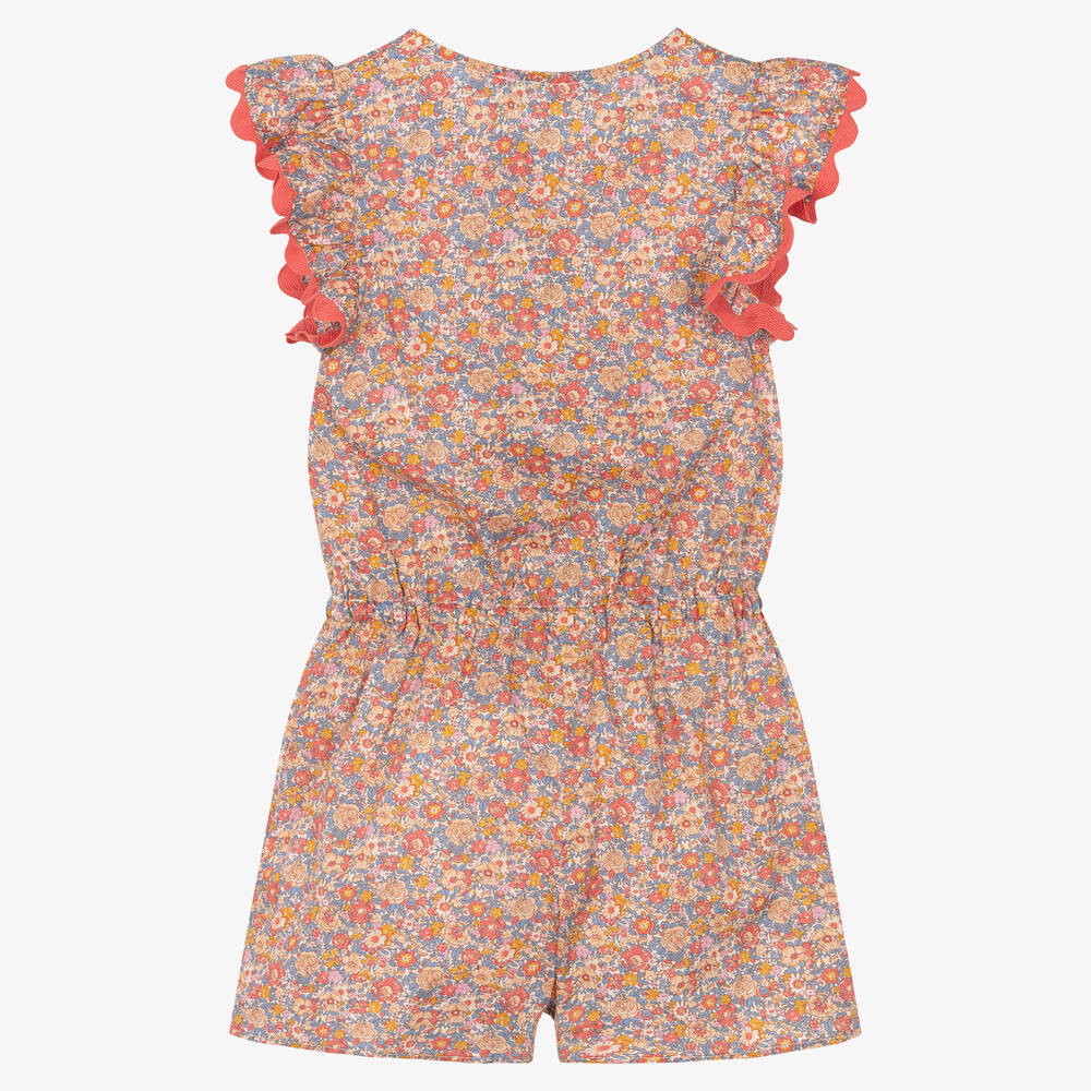 Tartine et Chocolat-بلاي سوت قطن لون زهري بطبعة ورود للبنات | Childrensalon Outlet