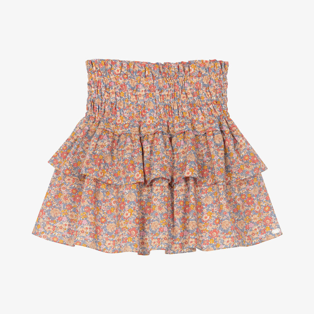 Tartine et Chocolat - Girls Pink Floral Liberty Print Skirt | Childrensalon