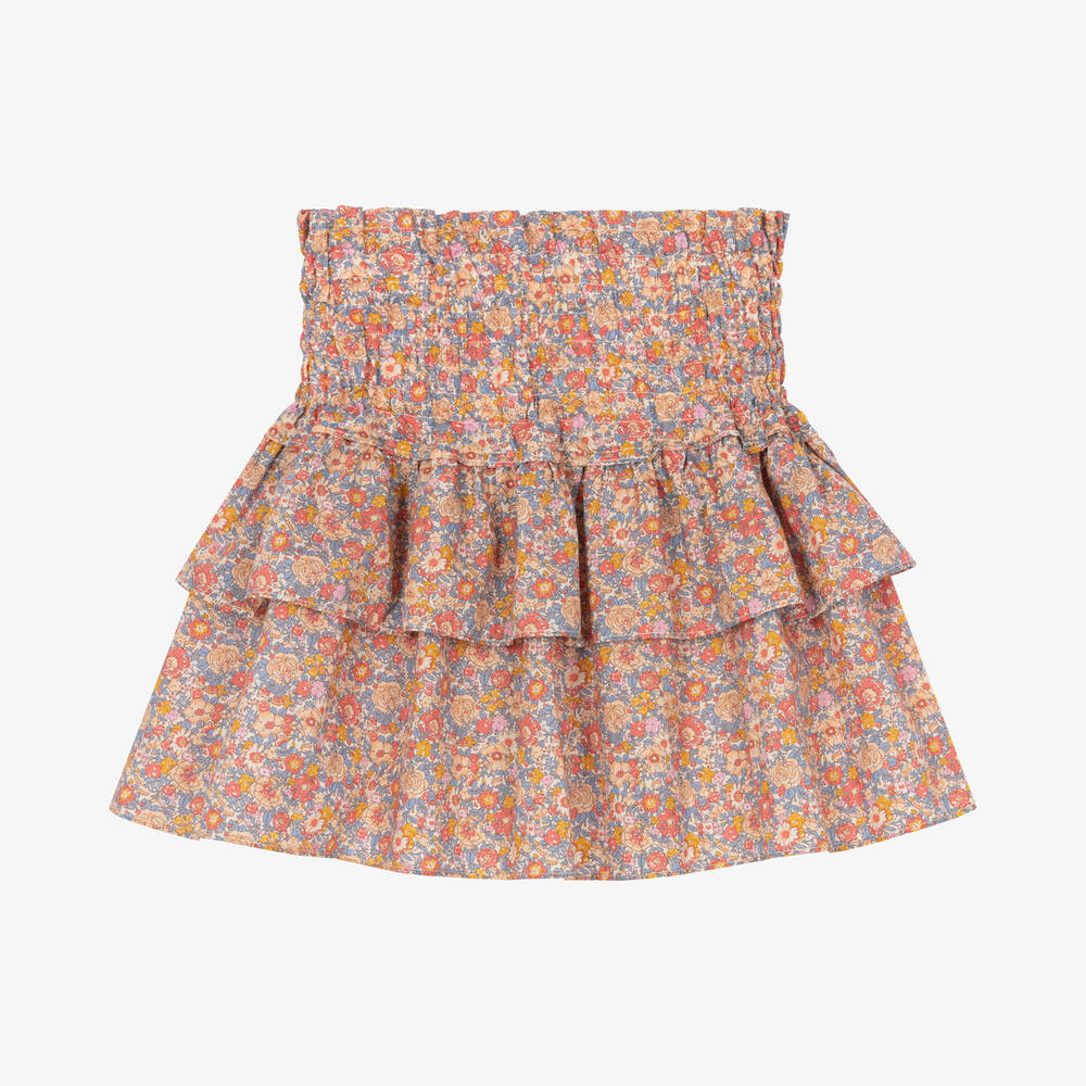 Tartine et Chocolat-تنورة قطن لون زهري بطبعة ورود | Childrensalon Outlet