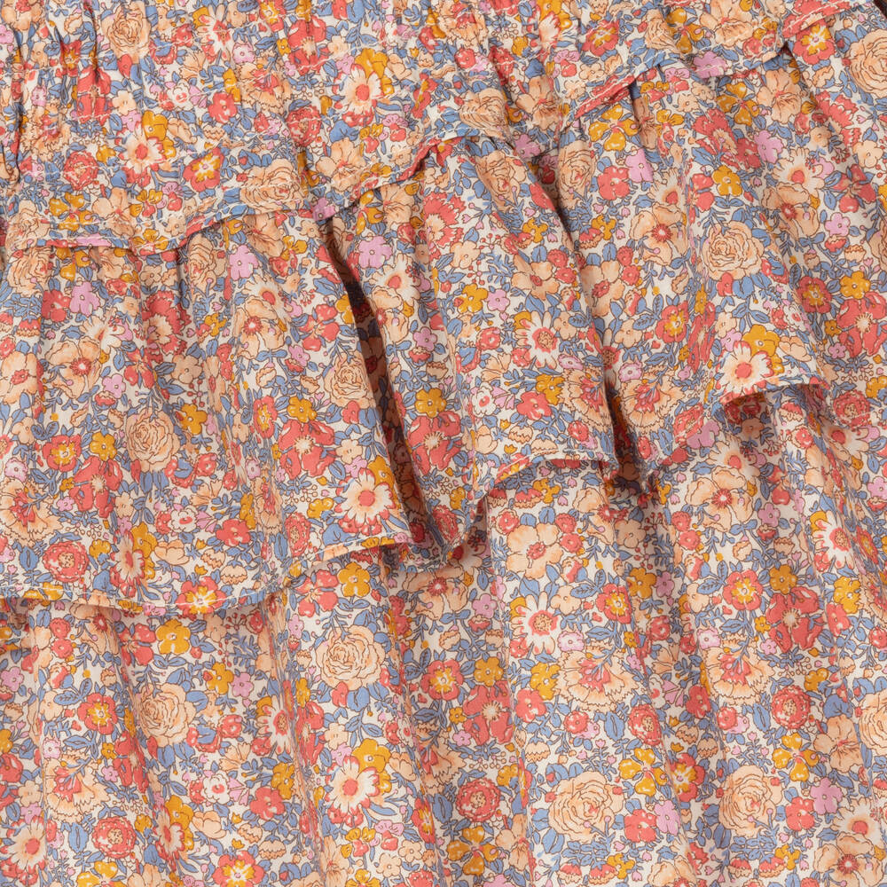 Tartine et Chocolat-تنورة قطن لون زهري بطبعة ورود | Childrensalon Outlet