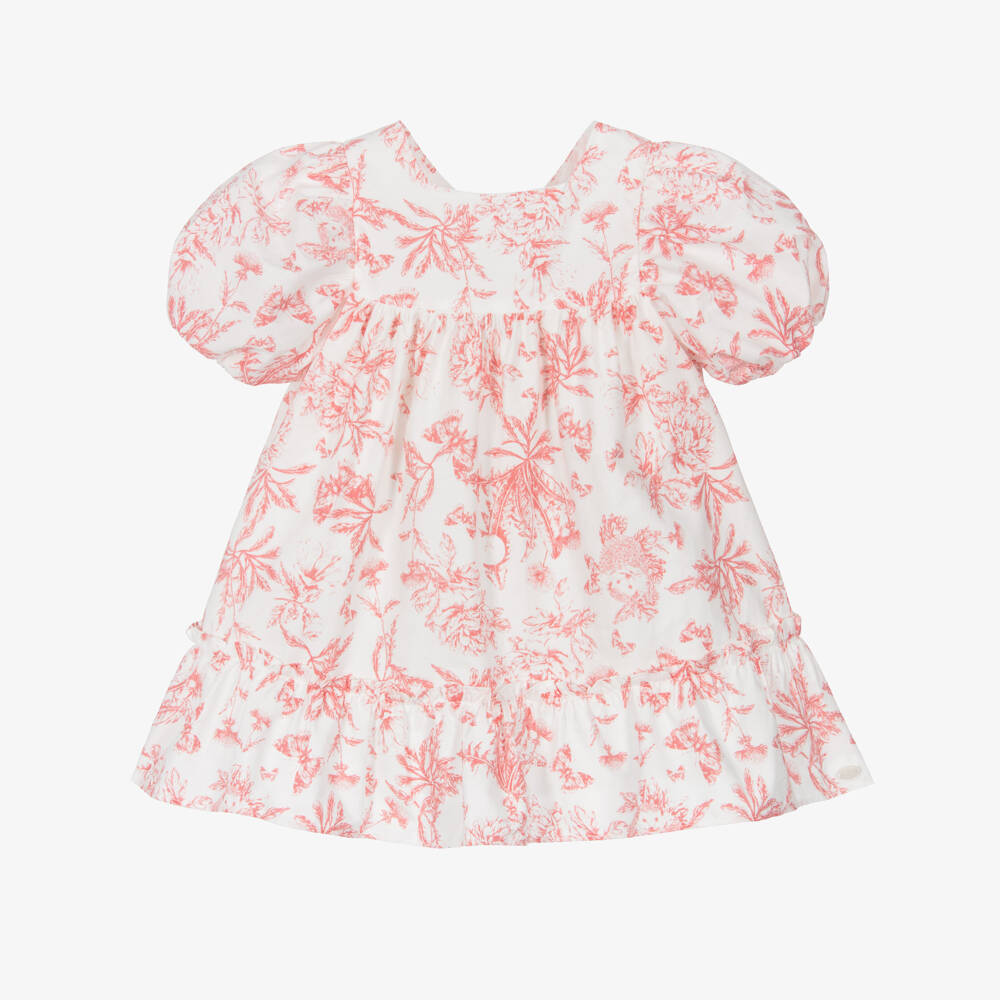 Tartine et Chocolat-فستان وردي مزهر بأكمام منتفخة للبنات | Childrensalon Outlet